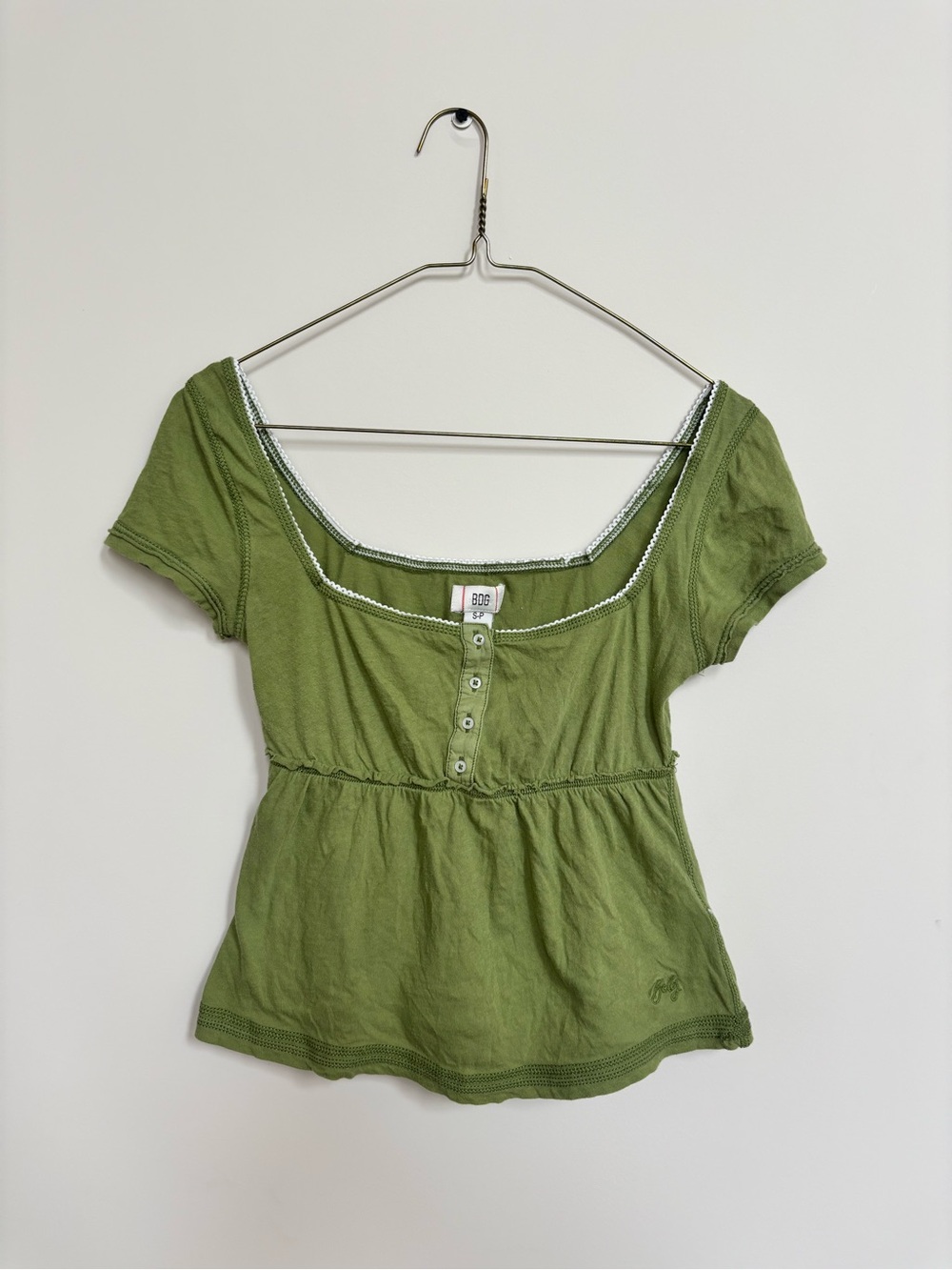 BDG Olive Scoop-Neck Henley Tee
